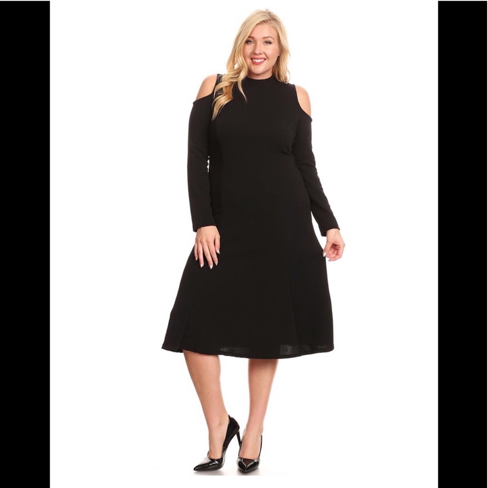 Plus Long Sleeve Flare Midi Dress 2X